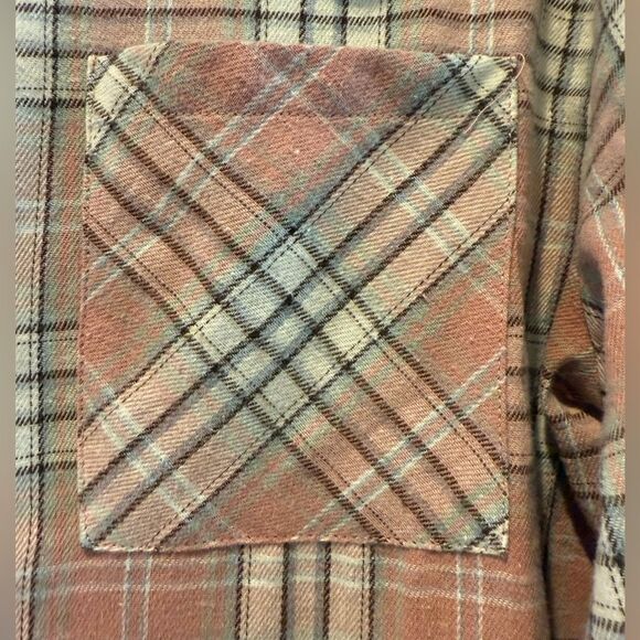 Pink Lily Button Down Flannel Shirt Front Pocket Pink Flannel Size Small - Picture 6 of 10